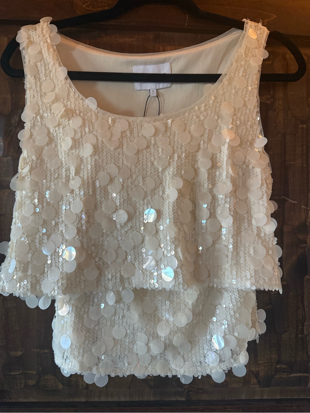 MARBLE Ivory Sequin Top and Marching Skirt Mini- a must have!